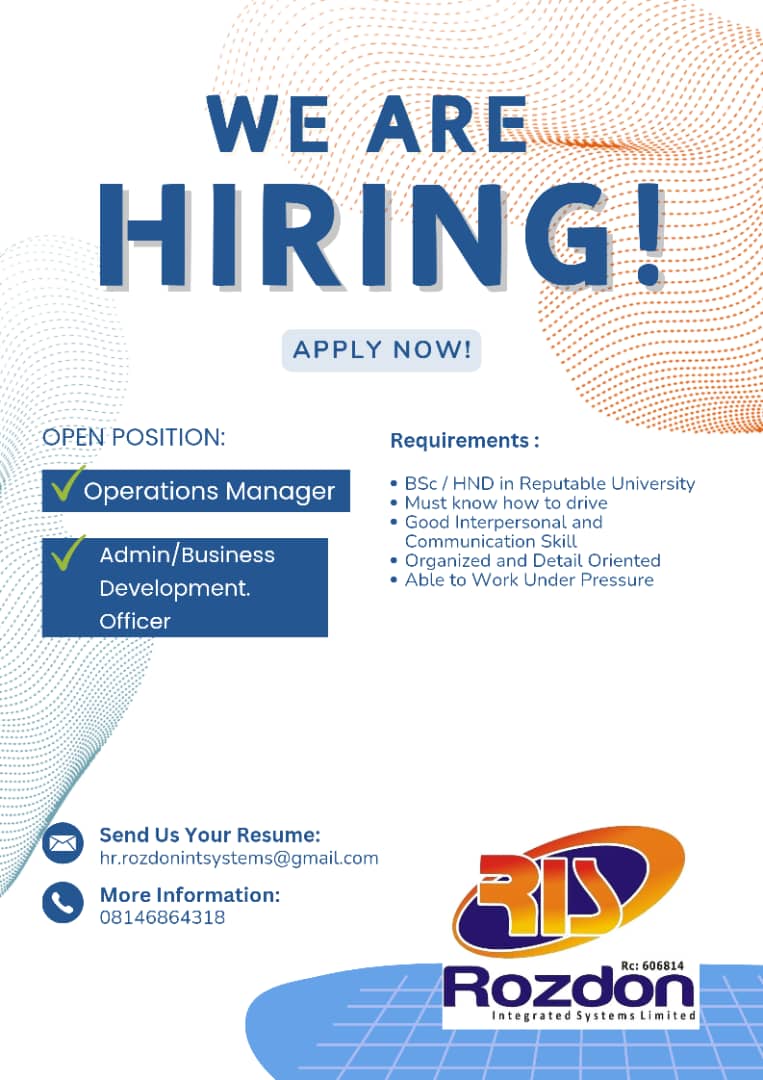 Job Vacancy at Rozdon Integrated Systems Limited – Join Our Team!